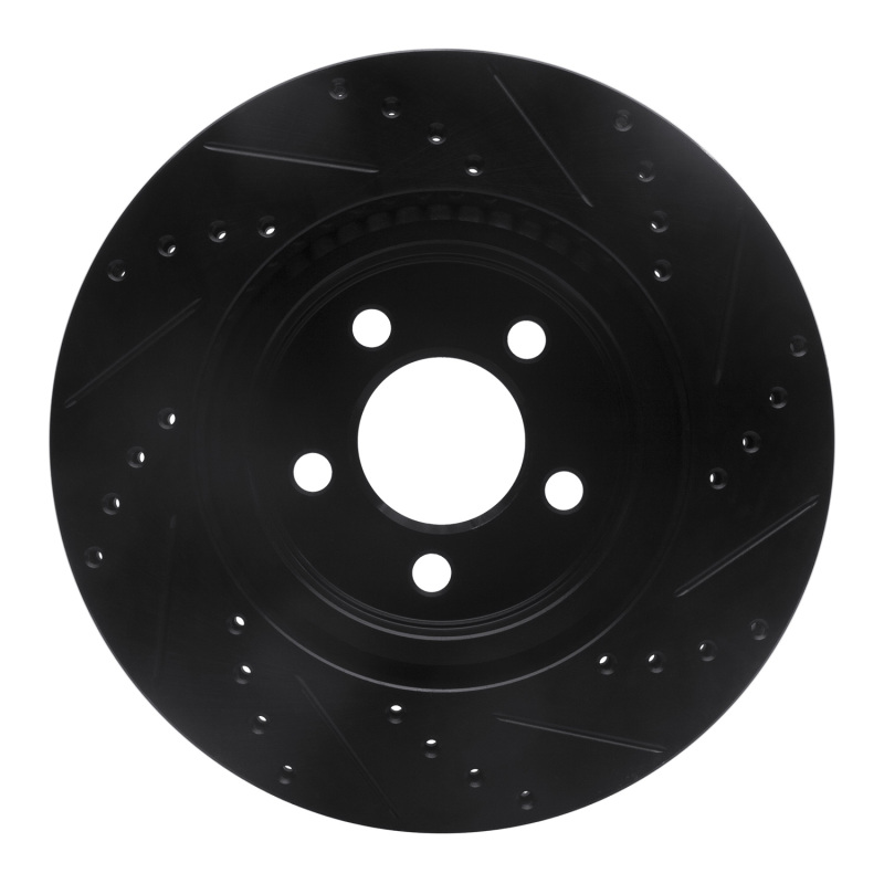 Chrysler 300 Brake Rotor (1) - Front Left - R1 Concepts - Drilled & Slotted - Black - `05-`23